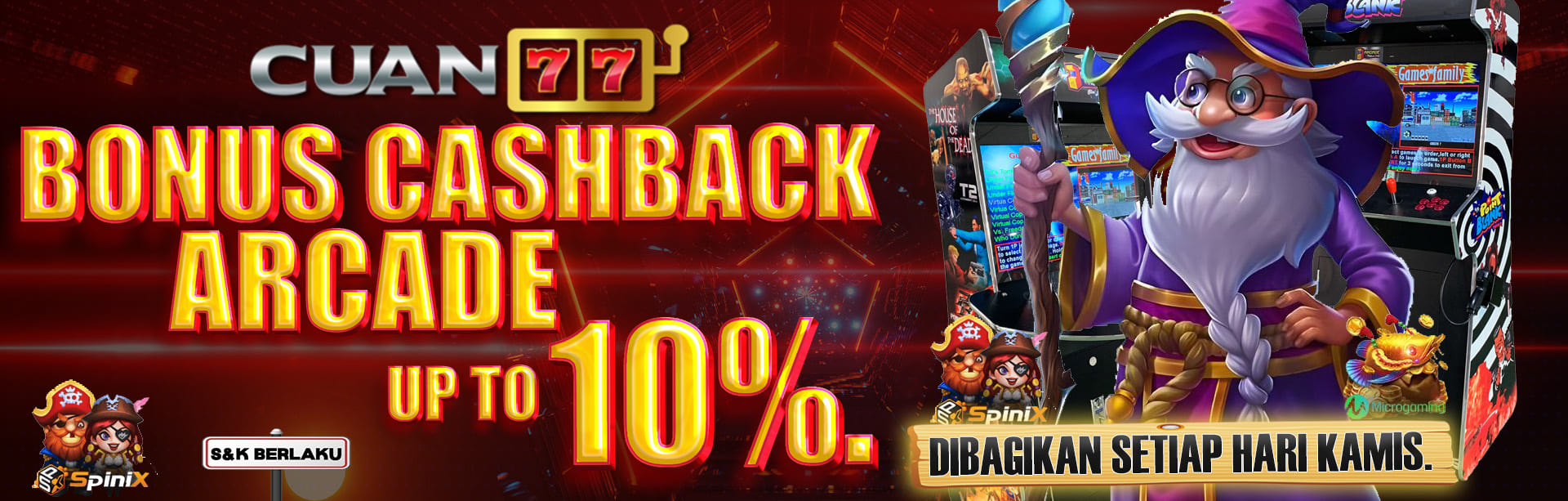 BONUS CASHBACK ARCADE 10%